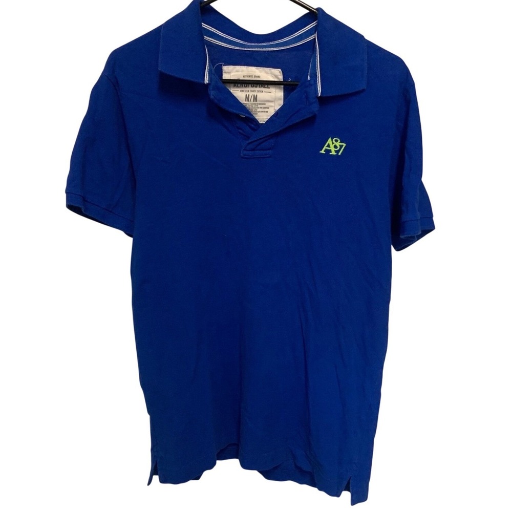 Aeropostale Mens Royal Blue A87 Logo Pique Cotton Short Sleeve Polo Shirt Medium